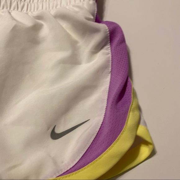 Nike Dri-Fit White Purple Yellow Running Shorts Sm - Picture 2 of 5